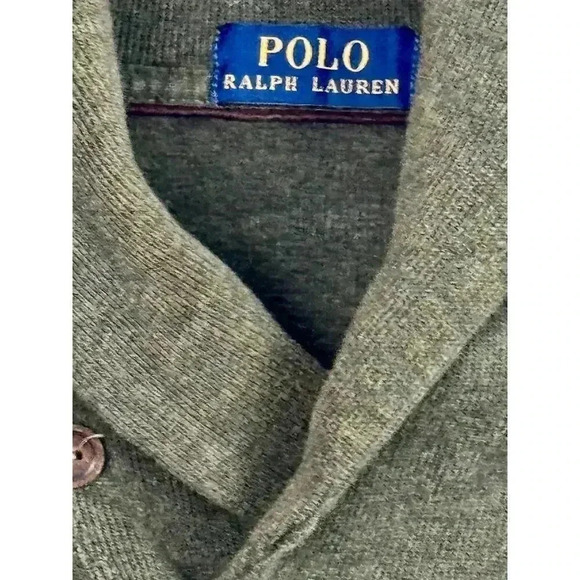 Polo Ralph Lauren Mens Shawl Neck Cotton Sweater Dark Green Size Large - Picture 8 of 10